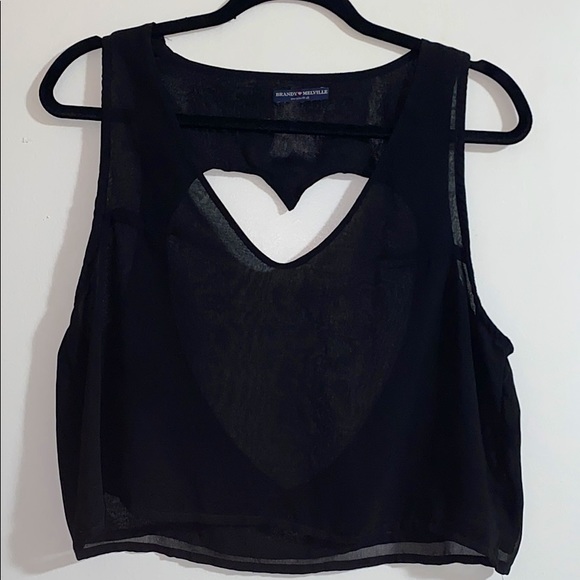 Brandy Melville Tops - 🖤 Black Heart Open Back Brandy Melville Crop Top